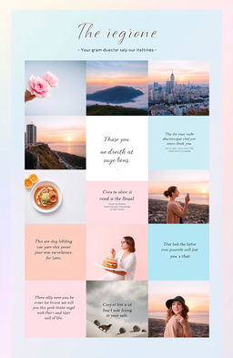 A visually stunning Instagram theme page featuring a cohesive aesthetic