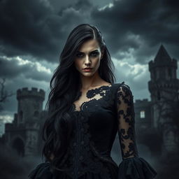 A dark and moody scene depicting the theme of scorn in an elegant gothic setting