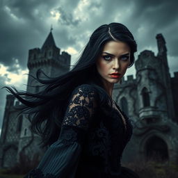 A dark and moody scene depicting the theme of scorn in an elegant gothic setting