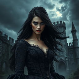 A dark and moody scene depicting the theme of scorn in an elegant gothic setting