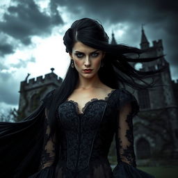 A dark and moody scene depicting the theme of scorn in an elegant gothic setting