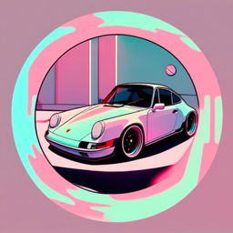 Anime-style profile picture featuring a pastel-colored Porsche with a cool circle border and glitch effects.