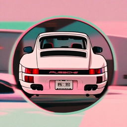 Anime-style profile picture featuring a pastel-colored Porsche with a cool circle border and glitch effects.