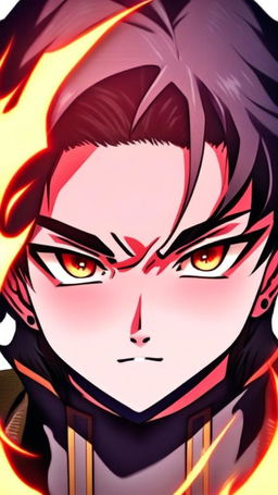 Anime-style headshot of the demon slayer encircled by flames, in a profile picture format.