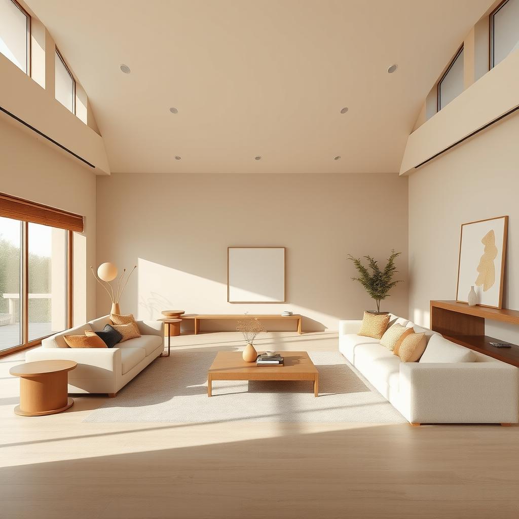 A stunning minimalistic interior design that emphasizes simplicity and elegance with an abundance of natural light