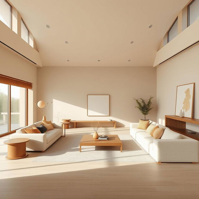 A stunning minimalistic interior design that emphasizes simplicity and elegance with an abundance of natural light