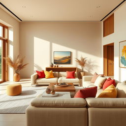 An ultra photorealistic depiction of a stunning minimalistic interior design that exudes tranquility and elegance
