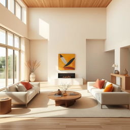An ultra photorealistic depiction of a stunning minimalistic interior design that exudes tranquility and elegance