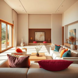 An ultra photorealistic depiction of a stunning minimalistic interior design that exudes tranquility and elegance
