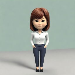 Generate a 3D cartoon style memoji of a Japanese businesswoman, focusing only on the face and head without the body.