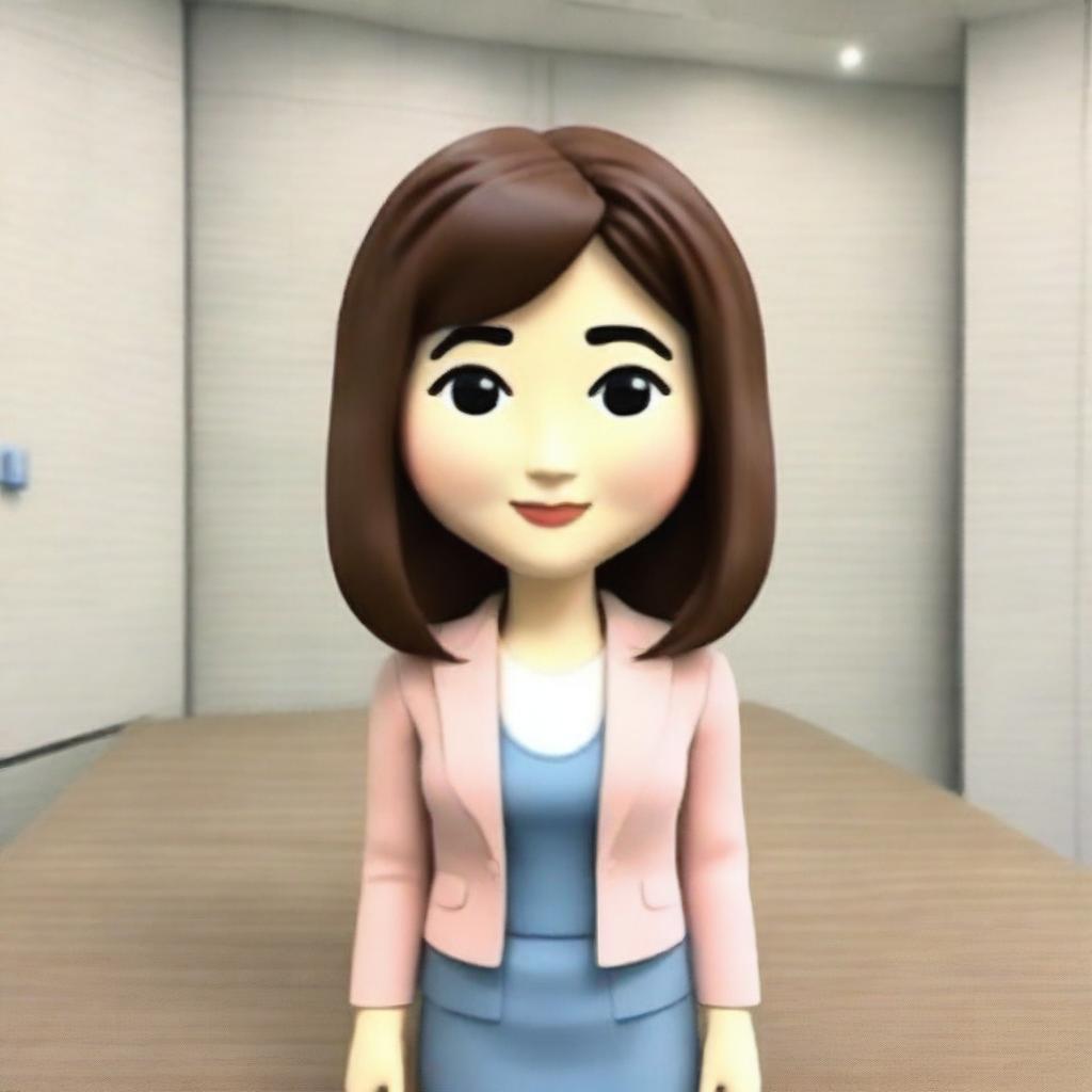 Generate a 3D cartoon style memoji of a Japanese businesswoman, focusing only on the face and head without the body.