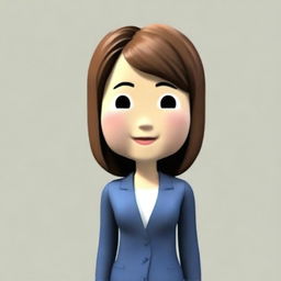 Generate a 3D cartoon style memoji of a Japanese businesswoman, focusing only on the face and head without the body.