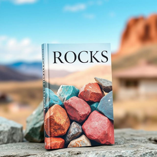 An enchanting book cover featuring a collection of beautiful, colorful rocks in a serene natural setting