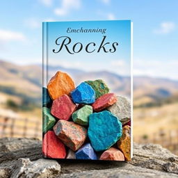 An enchanting book cover featuring a collection of beautiful, colorful rocks in a serene natural setting