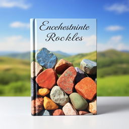 An enchanting book cover featuring a collection of beautiful, colorful rocks in a serene natural setting