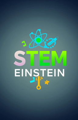 A creative and modern logo that embodies the essence of Science, Technology, Engineering, and Mathematics (STEM), featuring the phrase 'STEM EINSTEIN' prominently integrated into the design