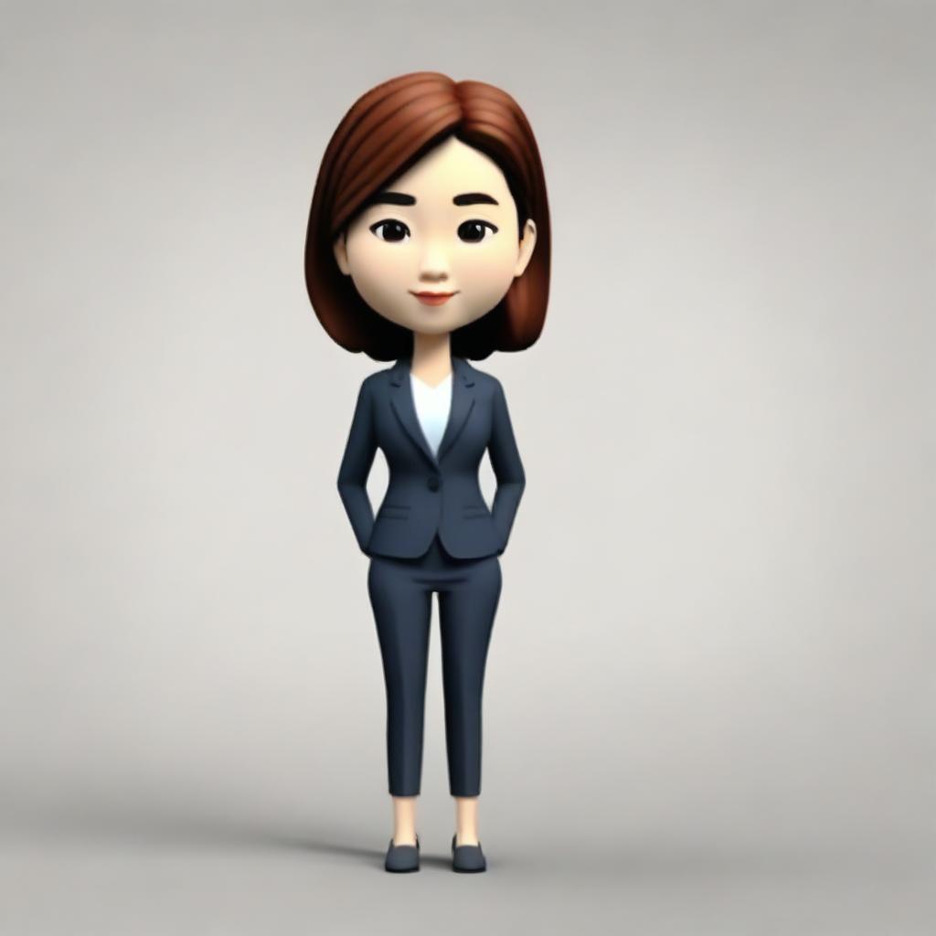 Create a portrait style 3D cartoon memoji of a Japanese businesswoman with focus only on the face and head, without the body.