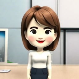 Create a portrait style 3D cartoon memoji of a Japanese businesswoman with focus only on the face and head, without the body.