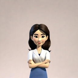 Create a portrait of a Japanese businesswoman as a Disney-style 3D character focusing only on her face and head, with no body.