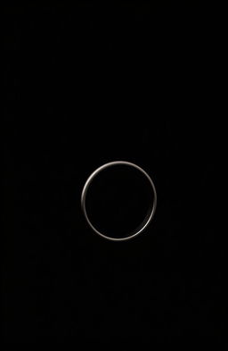 A simple ring positioned sideways, set against a mysterious black background