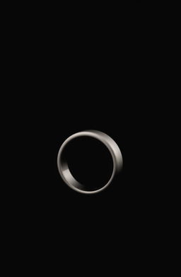 A simple ring positioned sideways, set against a mysterious black background