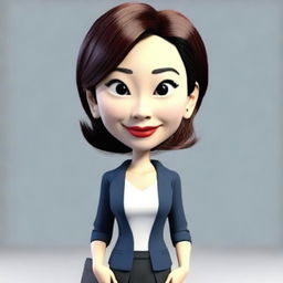 Create a portrait of a Japanese businesswoman as a Disney-style 3D character focusing only on her face and head, with no body.