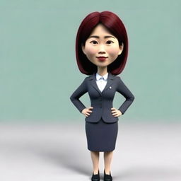 Generate a portrait of a Japanese businesswoman in a Pixar-style 3D character, focusing just on the face and head, excluding the body.