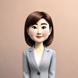 Create a 3D animation style portrait of a Japanese businesswoman as a memoji, emphasizing only her face and head, without the body.