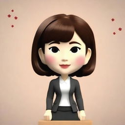 Create a 3D animation style portrait of a Japanese businesswoman as a memoji, emphasizing only her face and head, without the body.