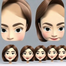 Generate a 3D cartoon style memoji of a Japanese businesswoman, focusing on depth and dimension particularly in the eye and eyelid area. Only the face and head should be depicted, no body.