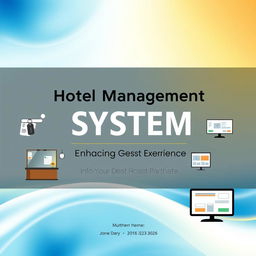 A professional and visually appealing cover page design for a hotel management system project