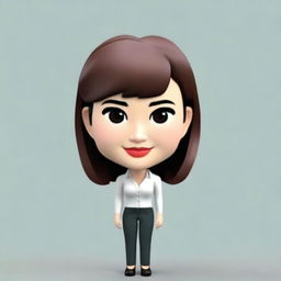 Generate a 3D cartoon style memoji of a Japanese businesswoman, focusing on depth and dimension particularly in the eye and eyelid area. Only the face and head should be depicted, no body.