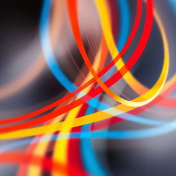 A visually striking abstract composition featuring dynamic lines that flow and intertwine in a rhythmic pattern