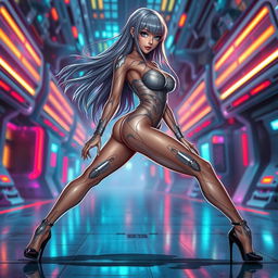 A sexy woman in a translucent form-fitting suit resembling a Rei Ayanami-style plug suit, featuring intricate details and futuristic design elements