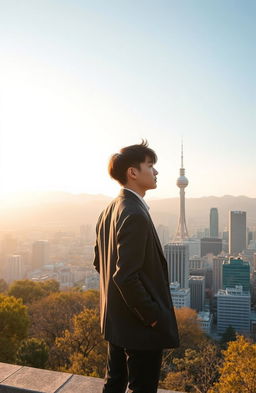 A stunning view of Seoul during the morning, featuring the Namsan Tower in the background