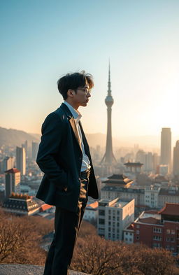 A stunning view of Seoul during the morning, featuring the Namsan Tower in the background