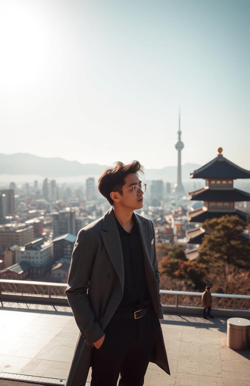 A stunning view of Seoul during the morning, featuring the Namsan Tower in the background