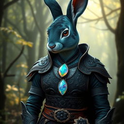 A humanoid highly feminine female rabbit cleric with sea green fur featuring a stunning black ombre fade on her arms, legs, and ears