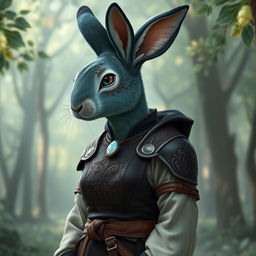 A humanoid highly feminine female rabbit cleric with sea green fur featuring an exquisite black ombre fade on her arms, legs, and ears