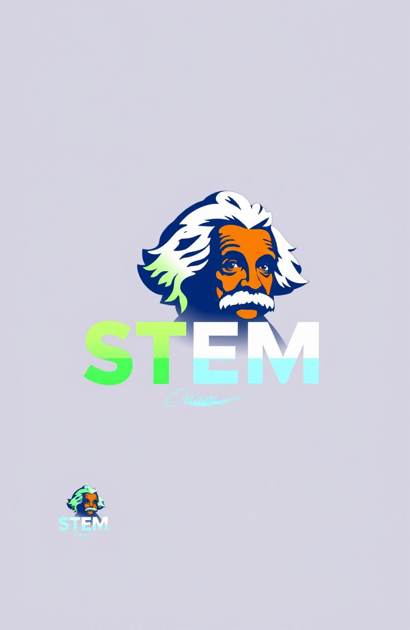 A striking and modern logo design representing Science, Technology, Engineering, and Mathematics (STEM) with the iconic image of Albert Einstein integrated into the design