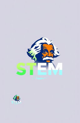 A striking and modern logo design representing Science, Technology, Engineering, and Mathematics (STEM) with the iconic image of Albert Einstein integrated into the design