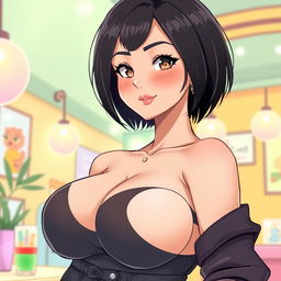 An anime-style illustration of a mature woman (30 years old) depicted as a stylish and attractive character
