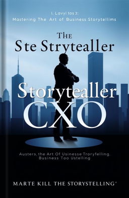 A sleek and professional book cover design for 'The Storyteller CXO' with the tagline 'Mastering the Art of Business Storytelling'