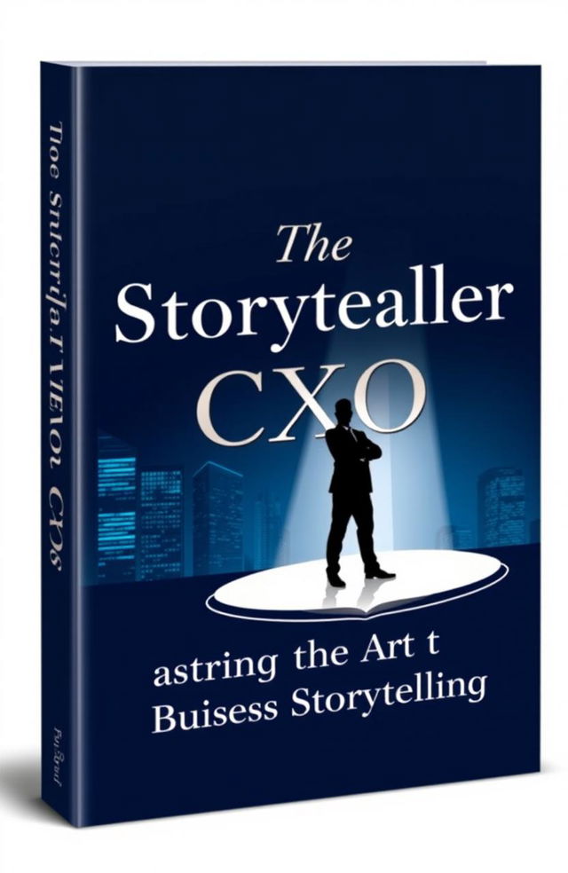 A sleek and professional book cover design for 'The Storyteller CXO' with the tagline 'Mastering the Art of Business Storytelling'