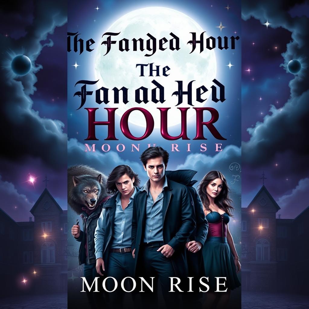 A captivating book cover design for 'The Fanged Hour: Moon Rise'