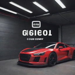 Create a dynamic YouTube thumbnail featuring an impressive garage background and a prominently placed ECU. Include bold, attention-grabbing text that reads 'G60 ECU Repair' representing the theme of Edmogarage's channel.