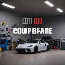 Create a dynamic YouTube thumbnail featuring an impressive garage background and a prominently placed ECU. Include bold, attention-grabbing text that reads 'G60 ECU Repair' representing the theme of Edmogarage's channel.