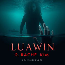 A haunting underwater scene featuring a silhouette of a creature looming menacingly in the background