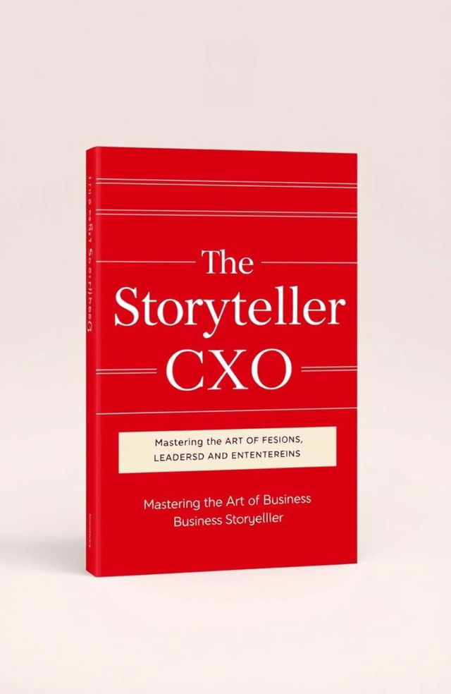 A minimalistic and aesthetic book cover design for 'The Storyteller CXO' with the tagline 'Mastering the Art of Business Storytelling'