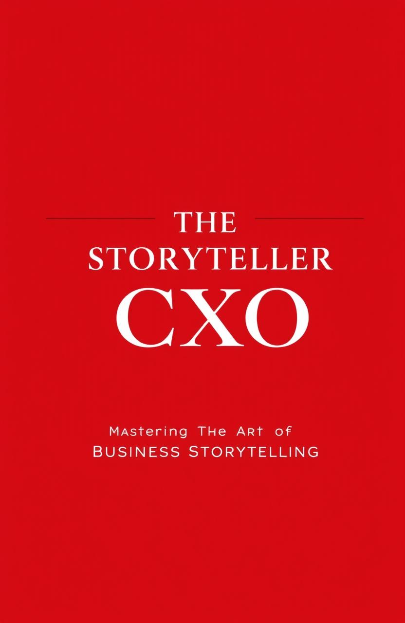 A minimalistic and aesthetic book cover design for 'The Storyteller CXO' with the tagline 'Mastering the Art of Business Storytelling'